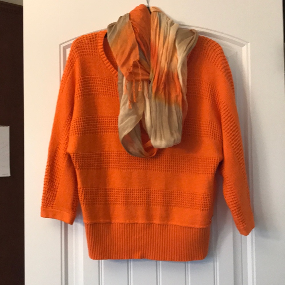 Orange sweater with scarf